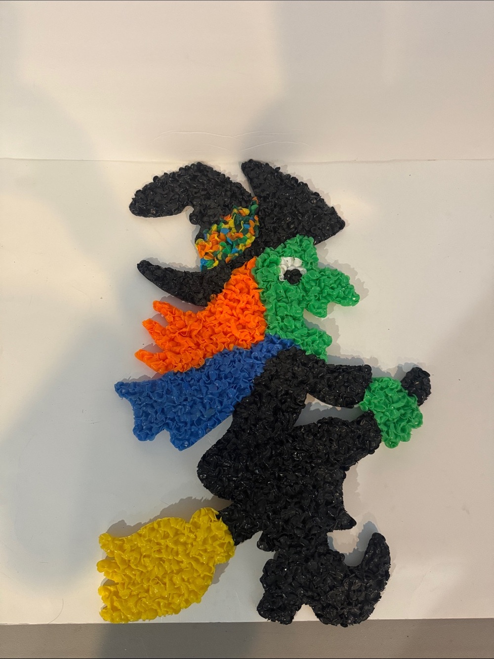 Vintage Plastic Popcorn Witch Halloween Decoration